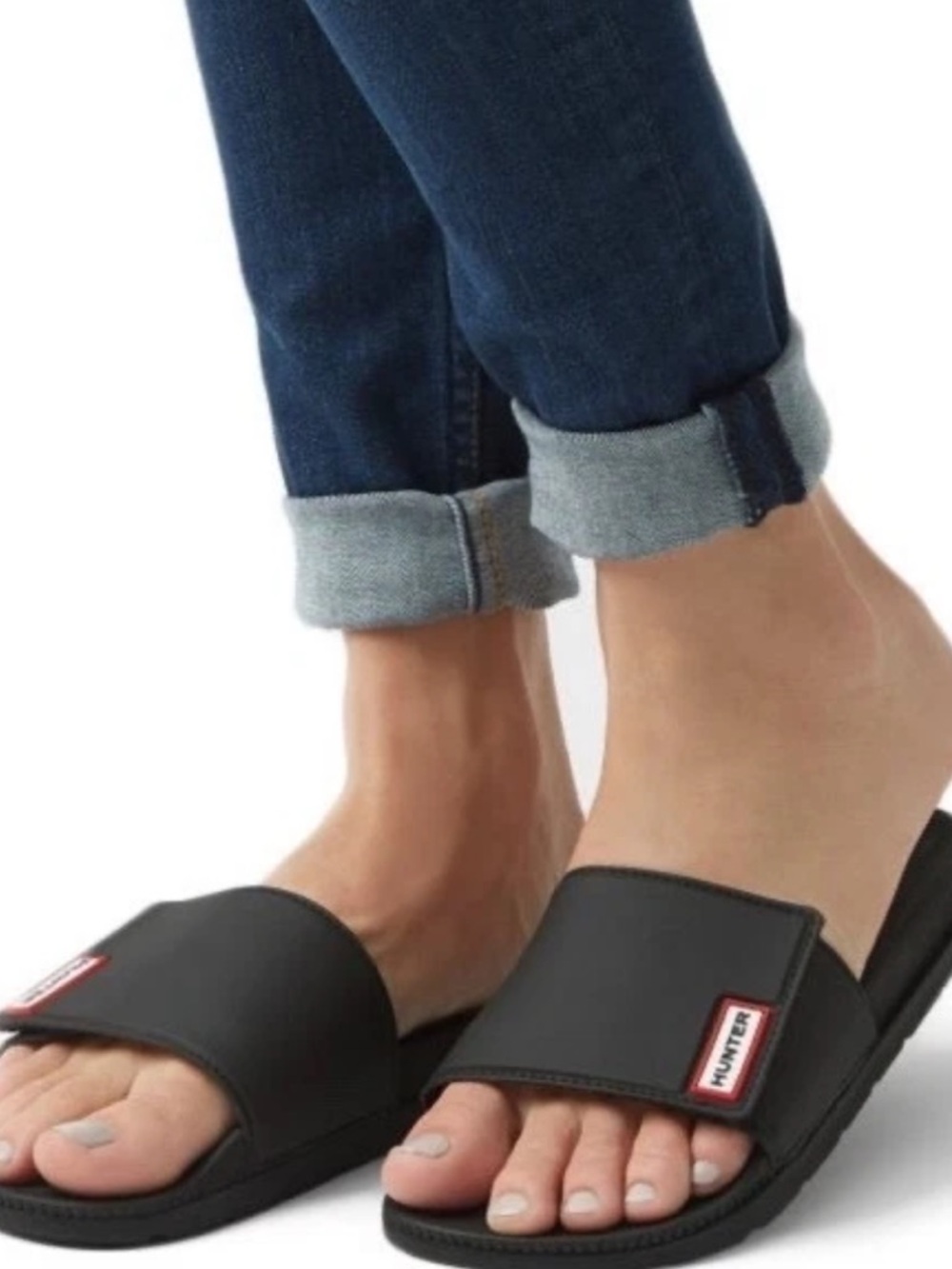 Hunter Black Slide Sandals